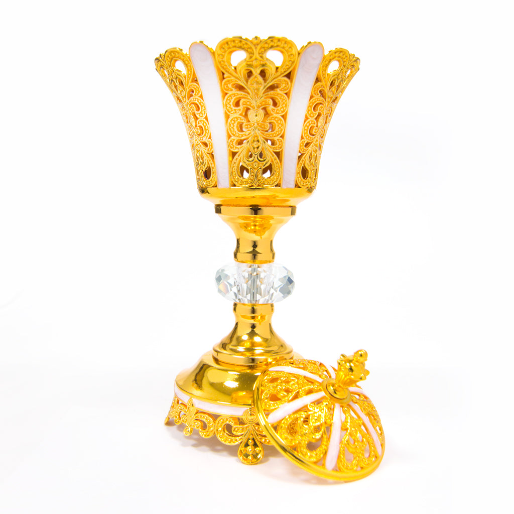 Pearl White Enamel Gold Luxury Burner Large GIB032